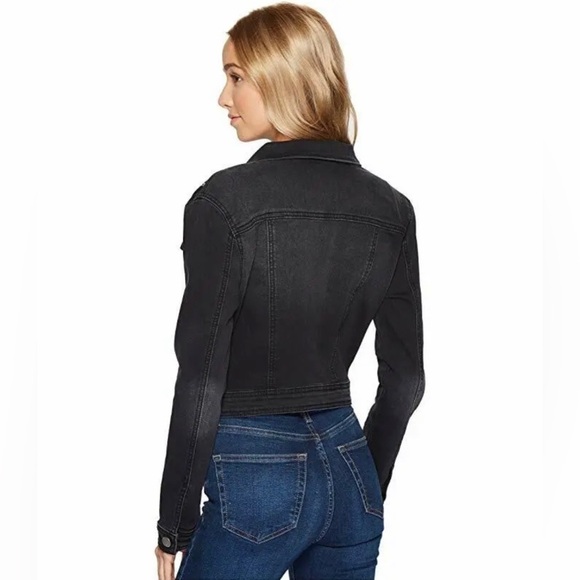 ROMEO and Juliet Couture Rose Roses Black Embroidered Denim Jacket - Picture 5 of 5